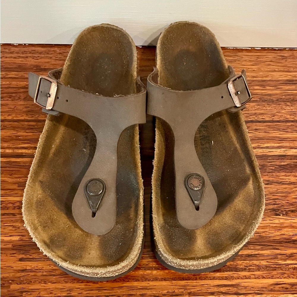 Birkenstock Gizeh Birko Flor sandals in light brown tan size 36 VGUC